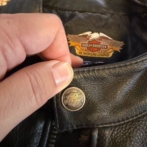 Harley-Davidson Black Leather Jacket with Branded Button